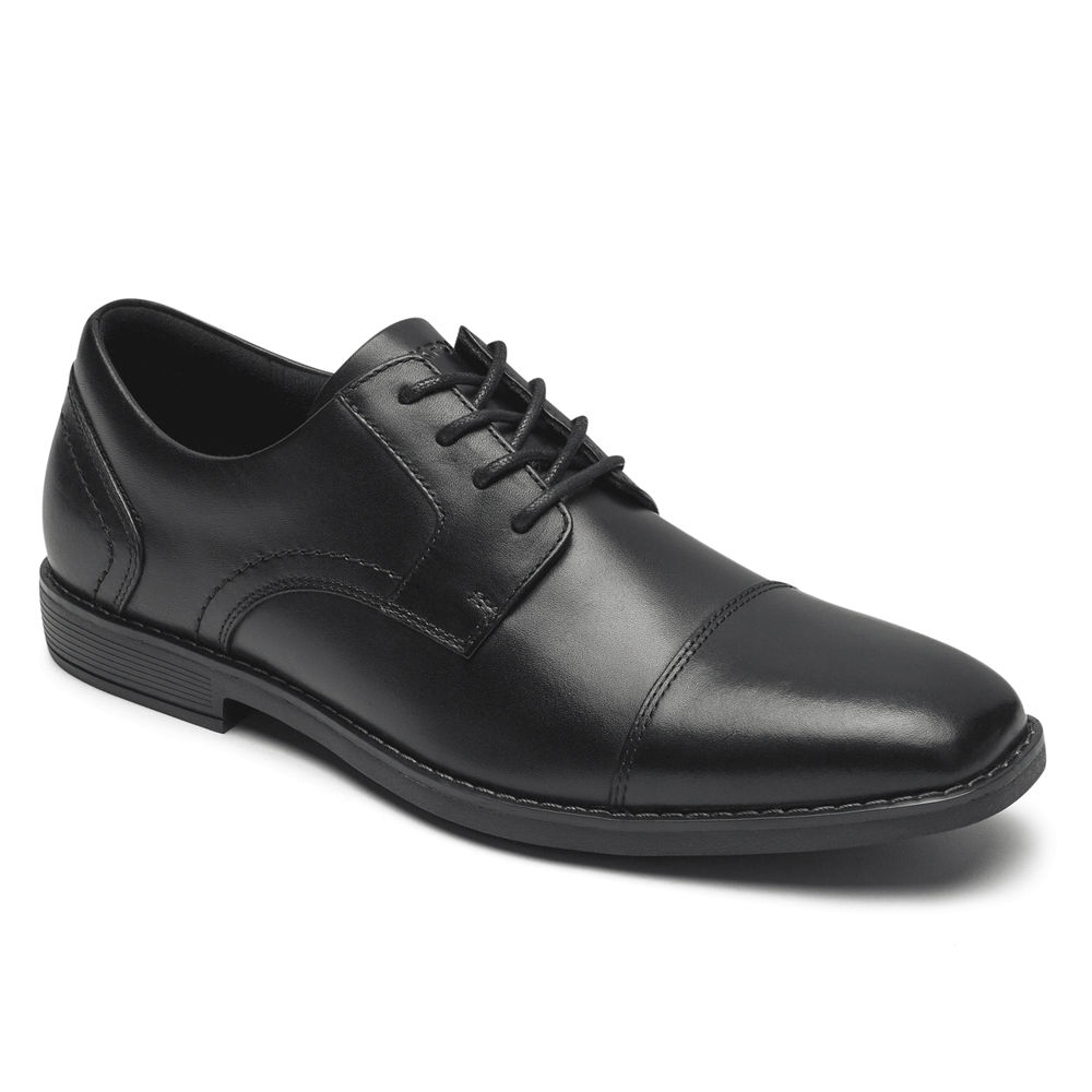 Oxfords Rockport Hombre Mexico - Slayter Cap Toe Blucher Negros - PLTDW7483